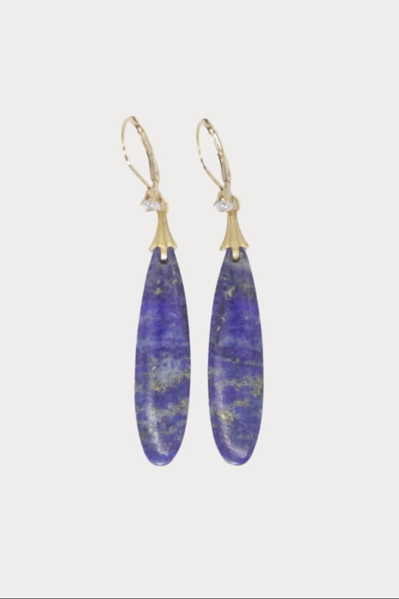 Vergoldete Lapis-Lazuli Ohrringe mit Zirkonia