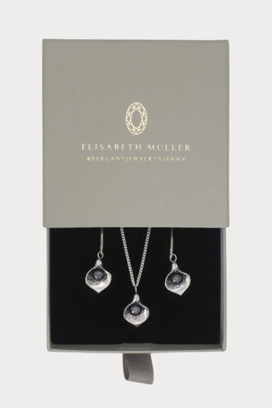 Schmuckset "Calla" Silber schwarz