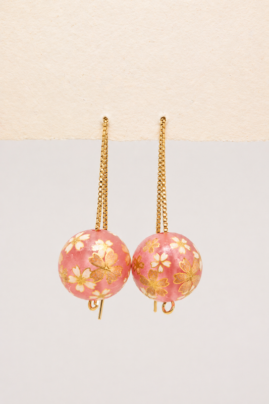 Ohrkettchen mit japanischen Tensha Perlen rosa
